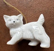 Vintage White West Highland Terrier Christmas Ornament Westie Figurine Ceramic