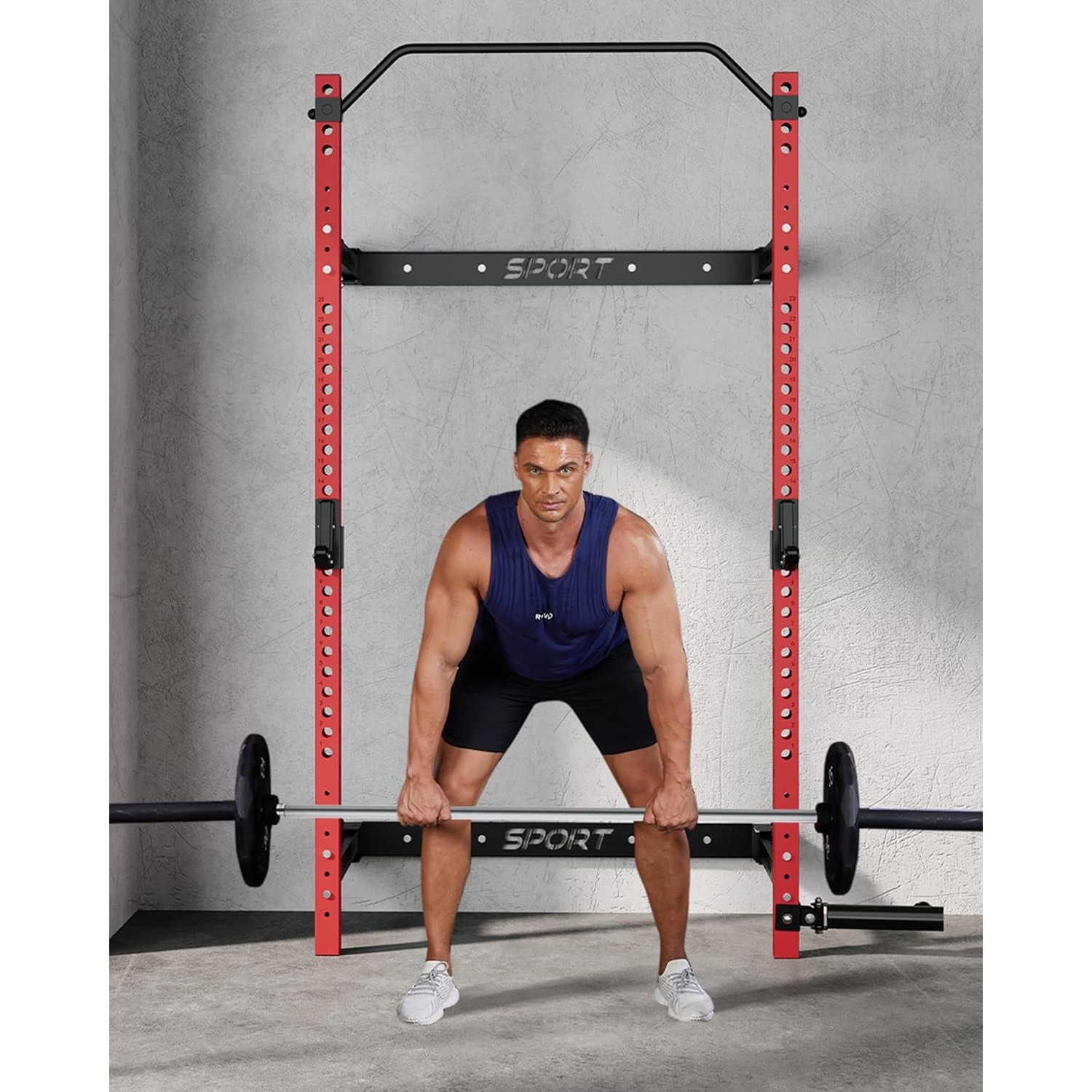 Steel Folding Squat Power Rack with Pull up Bar, j-Hooks & Landmine for Home Gym