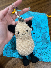Jellycat Amuseables Peanut Plush with Cat Outfit Bag Charm Keychain Plush   NWT