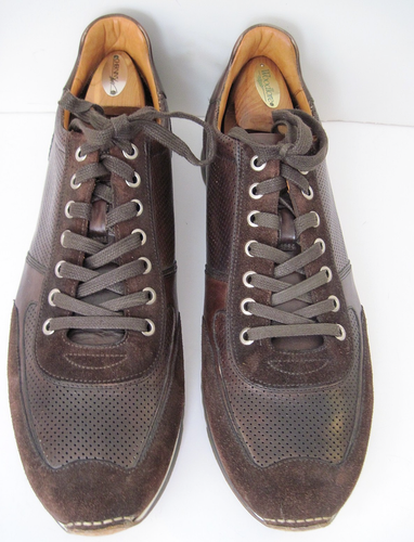 Magnanni braune perforierte Leder Wildleder Sneaker Schuhe Größe 13 M 15746 - Bild 2 von 7