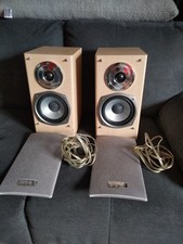 Pair of Beautiful Beech AIWA SX-G5 Bookshelf Speaker's Plus HQ Speaker Cables 