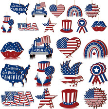 24 Pcs 4Th of July Ornaments for Tree Patriotic Wooden Ornaments 250Th Anniversa