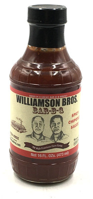 Williamson Bros Bar-B-Q Sauce Spicy Chipotle Sauce, 1 16 oz Glass Bottle 6/16/27