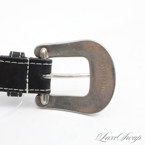 LNWOT Isabel Marant Black White Embroidered Leather Tooled Buckle Western Belt S - Picture 6 of 7