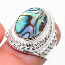 Natural Abalone Shell Gemstone 925 Sterling Silver All Size Ring For Gift