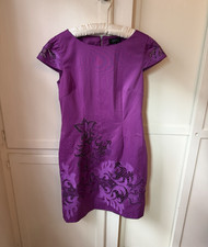 Tahari Arthur S. Levine Size 8 Purple Embroidered Cutwork Sheath Dress