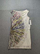Maggi London Women Sheath Dress 8 Abstract Print Sleeveless Boat Neck Formal Fit