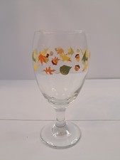 Autumn Fall Leaves Acorns Goblet Glass Drinkware Thanksgiving Harvest Decor