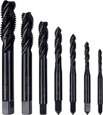 7-Pc Nitrided Spiral Flute Tap Set, Metric M3 M12 for Threading Tapping