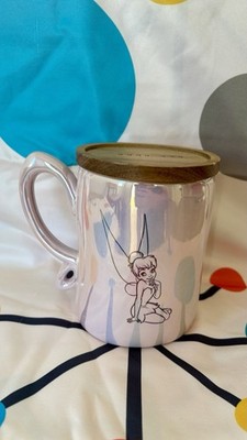 Rae Dunn Disney Tinker Bell PIXIE DUST Iridescent Pink Ceramic Mug w/ Wood Lid