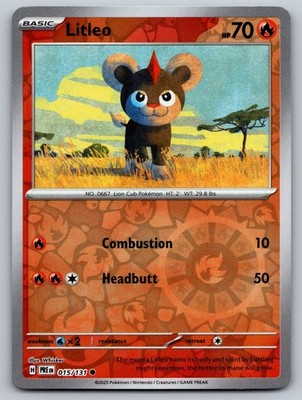 Litleo 015/131 Common Prismatic Evolutions Pokemon Reverse Holo Near Mint