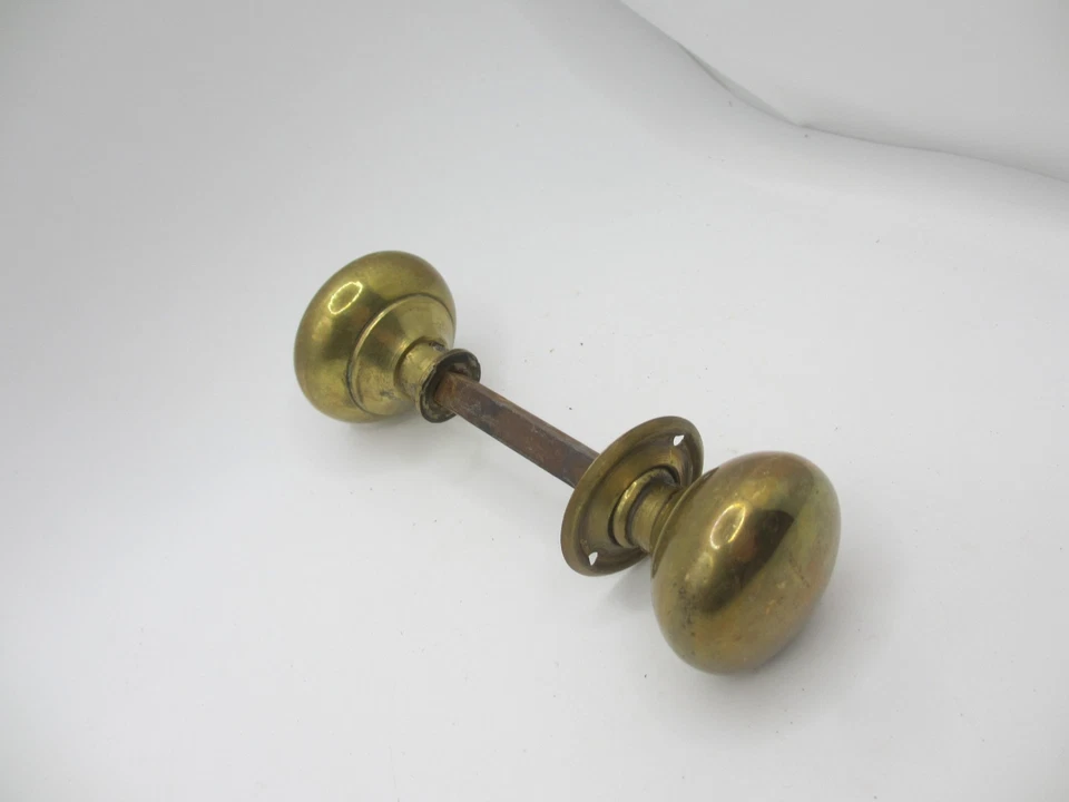 Victorian Brass Door Knobs Handles Old Rim Lock Antique 1 Plate Vintage - Image 4 of 4