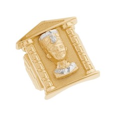 10k or 14k Two Tone Gold Egyptian Queen Nefertiti Mens House Style Ring