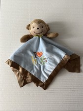 Carter's JOY Monkey Lovey Blankey I 3 Love Hugs Blue Brown Just One You Satin