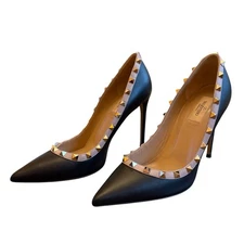 Valentino Garavani Leather Rockstud 100mm Stiletto Heel Pumps  EU 40 US 10