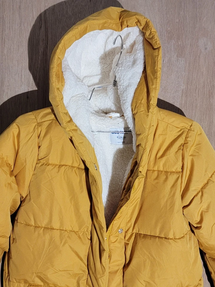 Chaqueta acolchada antigua azul marino para mujer talla XL con capucha resistente al agua forro sherpa dorado Foto 4 de 4