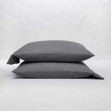Standard 100% Washed Linen Solid Pillowcase Set Dark Gray - Casaluna BRAND NEW