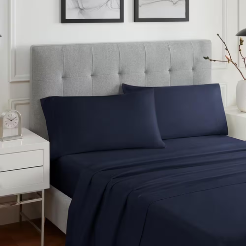 Sleep Solutions Plaza 4-Piece Peacoat Solid Polyester King Cooling Sheet Set - Picture 8 of 12