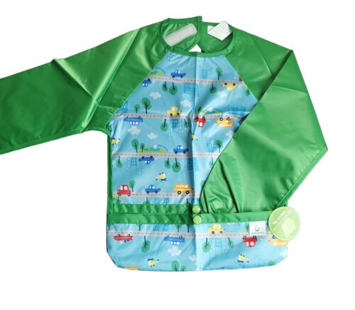 Green Sprouts Easy-Wear Long Sleeve Bib  Waterproof Protection  Flipped Pocket - Picture 1 of 8