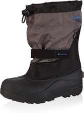NIB Columbia Youth Powderbug Plus II Snow Winter Boots Black Gray Size 1 Big Kid