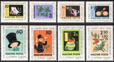 Hungary 1963 MNH 8v, New Year, Greetings, Pigs, Plants, Flowers