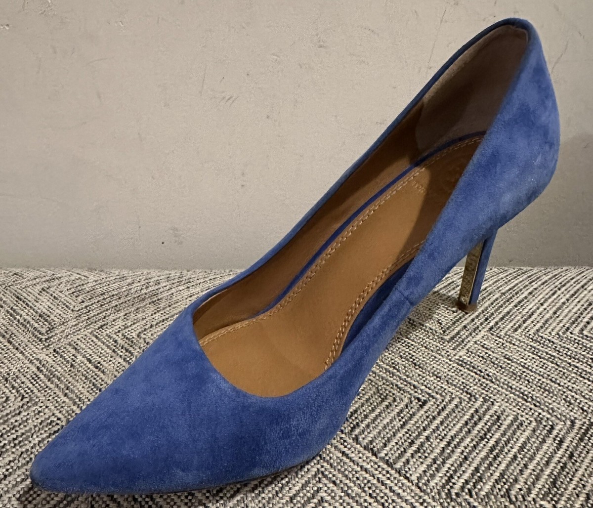 Tory Burch Stylish Womens Shoes Blue 6M Leather Suede Heels Pumps