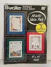 Bucilla 64184 Stamped Cross-Stitch Multi Valu-Pak 8" X 10" Grace Samplers New