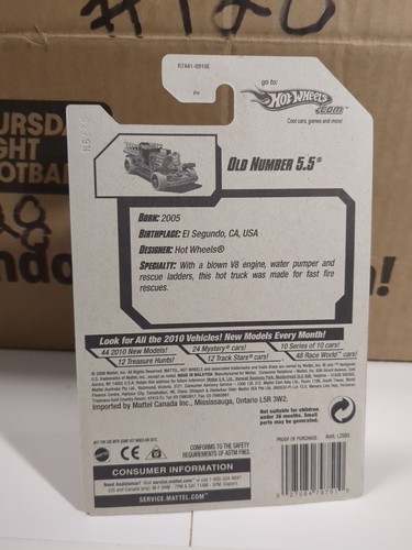 Hot Wheels Old Number 5.5 Fire Truck 2010 Treasure Hunt White Tires El Segundo - Picture 5 of 6