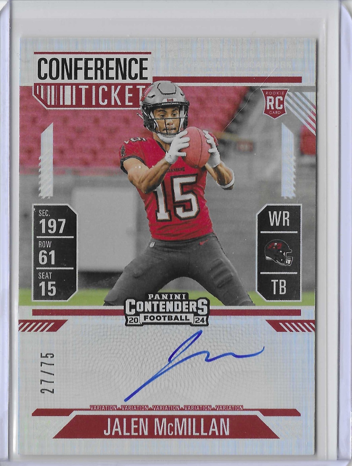 2024 Panini Contenders Jalen McMillan Conference Ticket Variation Auto RC 27/75