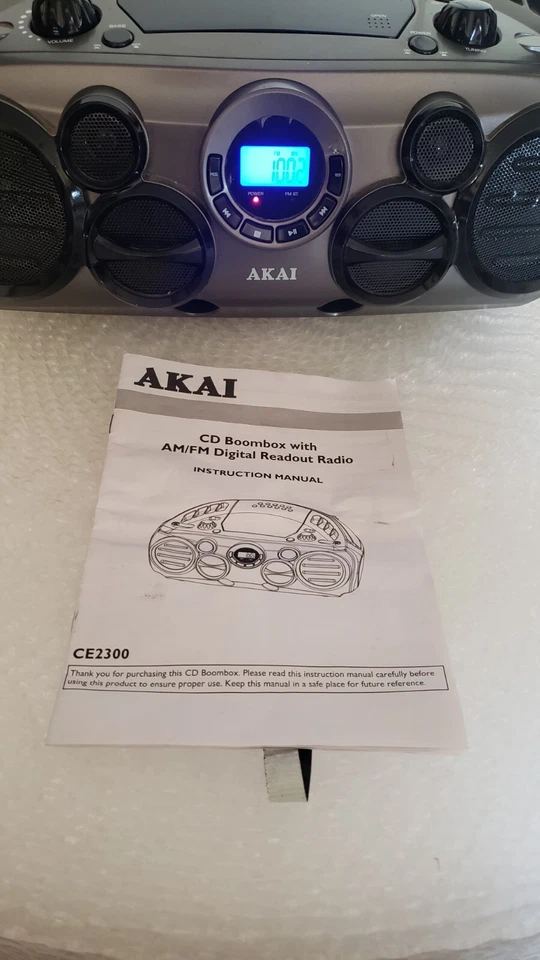 Akai CE2300 CD Boombox Radio FM Plateado Negro Color CD NO FUNCIONA Foto 3 de 4