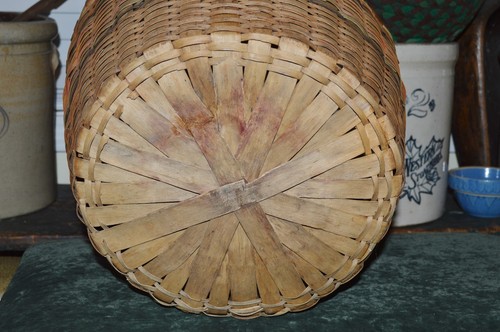 Primitive Volkskunst Schienengewebe & gebogenes Holz Sammelkorb ca. 13,5"x 13,5" - Bild 7 von 10