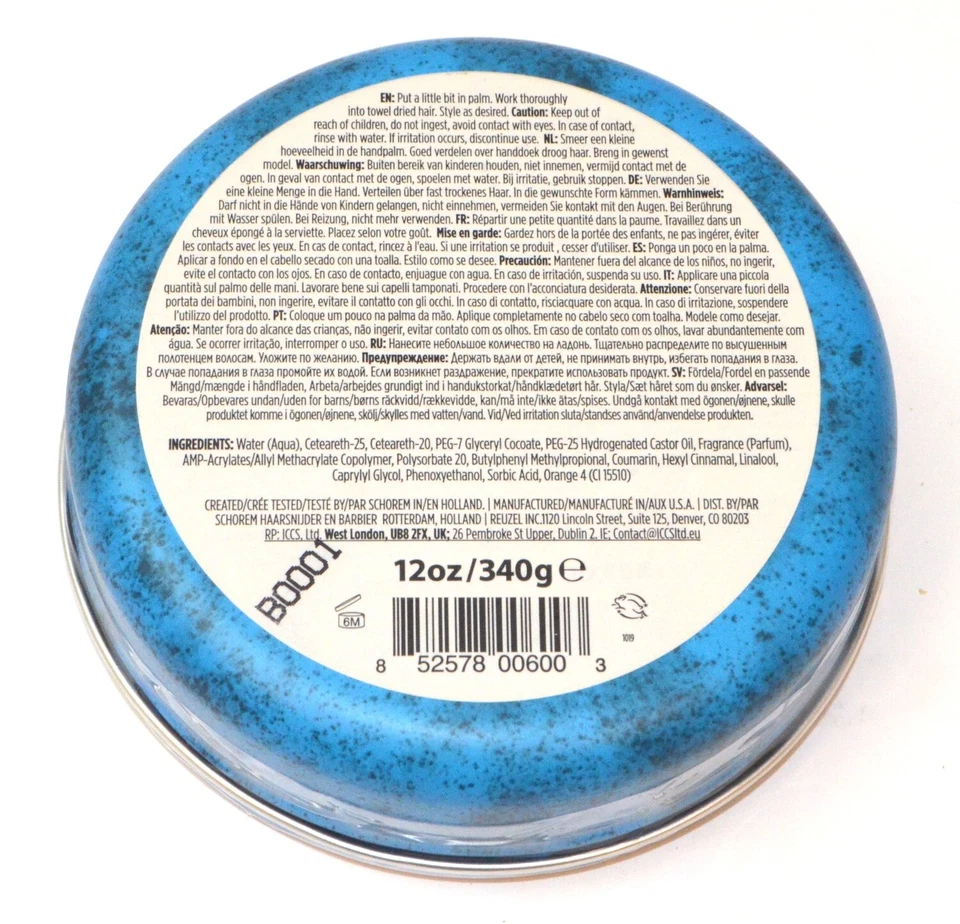 Pomada soluble en agua azul Reuzel, lata de 12 oz (340 g) *nueva* REU012 Foto 3 de 3