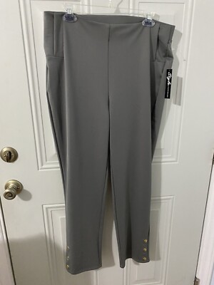Style By Harve Bernard Capri Pants Dressy Gray Pull On Large B55