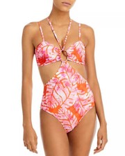 AQUA x Studio 189 Batik Leaf Cutout One Piece Swimsuit 30B 460