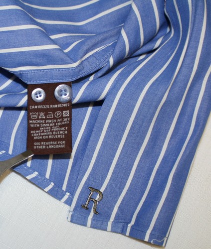 ROAR Men's Shirt French Cuff Blue w/White Stripes L/S Poplin Spread Collar MINT - Picture 2 of 8