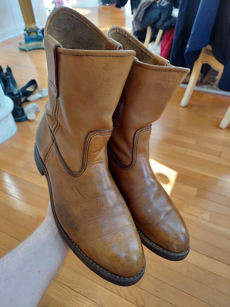 Rare Vintage Red Wing Shoes 1166 Heritage Pecos Tan Roper Boots Nailseat 12  D