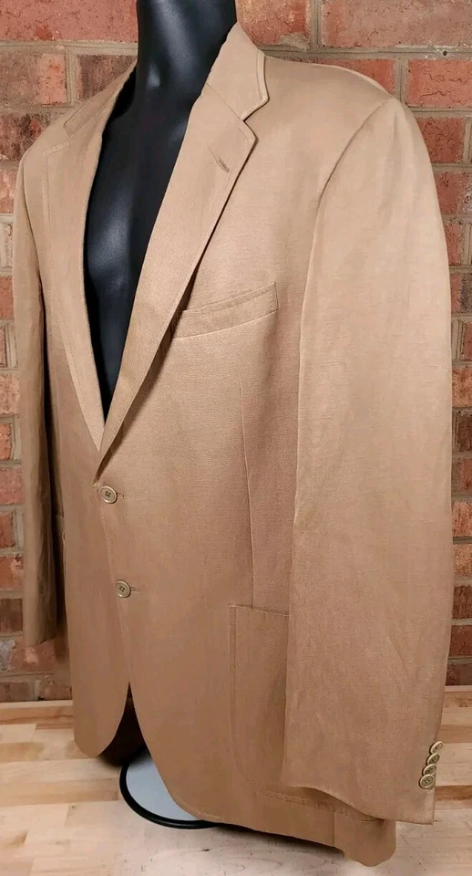 Abrigo Blazer Deportivo Coppley Seda Lino Marrón 2 Botones Para Hombre 43 Alto Foto 2 de 4