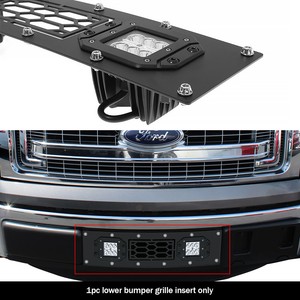 Fits 2009 2014 Ford F 150 Lower Bumper Stainless Black Mesh Led Grille Insert Ebay