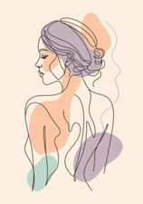Digital Minimalist Line Art Woman Portrait - Modern Abstract Wall Art Print