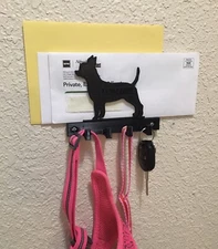 Personalized Chihuahua Leash/Key/Mail Holder with 4 hooks. Screws included.