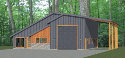 46x48 House PDF Floor Plan 1,157 sqft Model 3C 1 Bedroom 1.5 Bath 1 RV