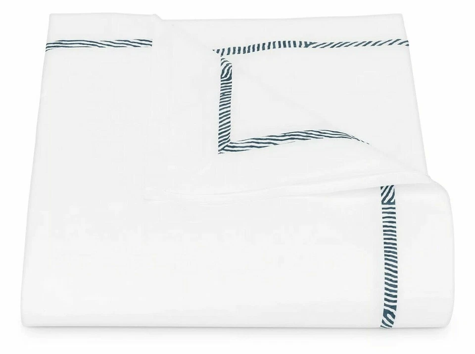 $2139 MATOUK BURNETT SCHUMACHER KING DUVET COVER 10p SET WHITE NAVY WILD STRIPES