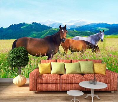 3D Brown Horse ZHUA1165 Wallpaper Wall Murals Removable Self-adhesive Zoe