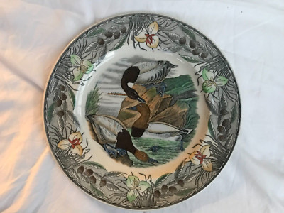 Vintage John Audubon Die Vögel Amerikas Teller Leinwand Rückseite Ente Adams England
