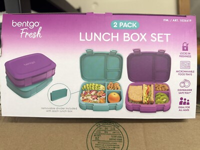 Bentgo frische Lunchbox Behälter 2er Pack, lila und blaugrün 4-fach