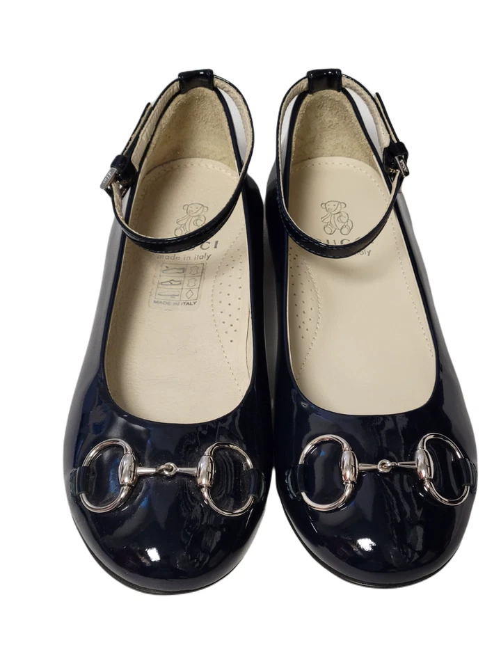 NIB New Gucci Kids Patent Leather Horsebit Ballet Flats Sizes 29 30 31 33 - Image 3 of 4