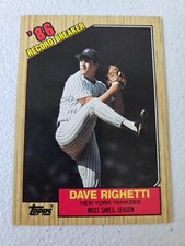 1987 Topps Dave Righetti #5 Record Breaker #5 NY Yankees + 2 Free Mystery Cards