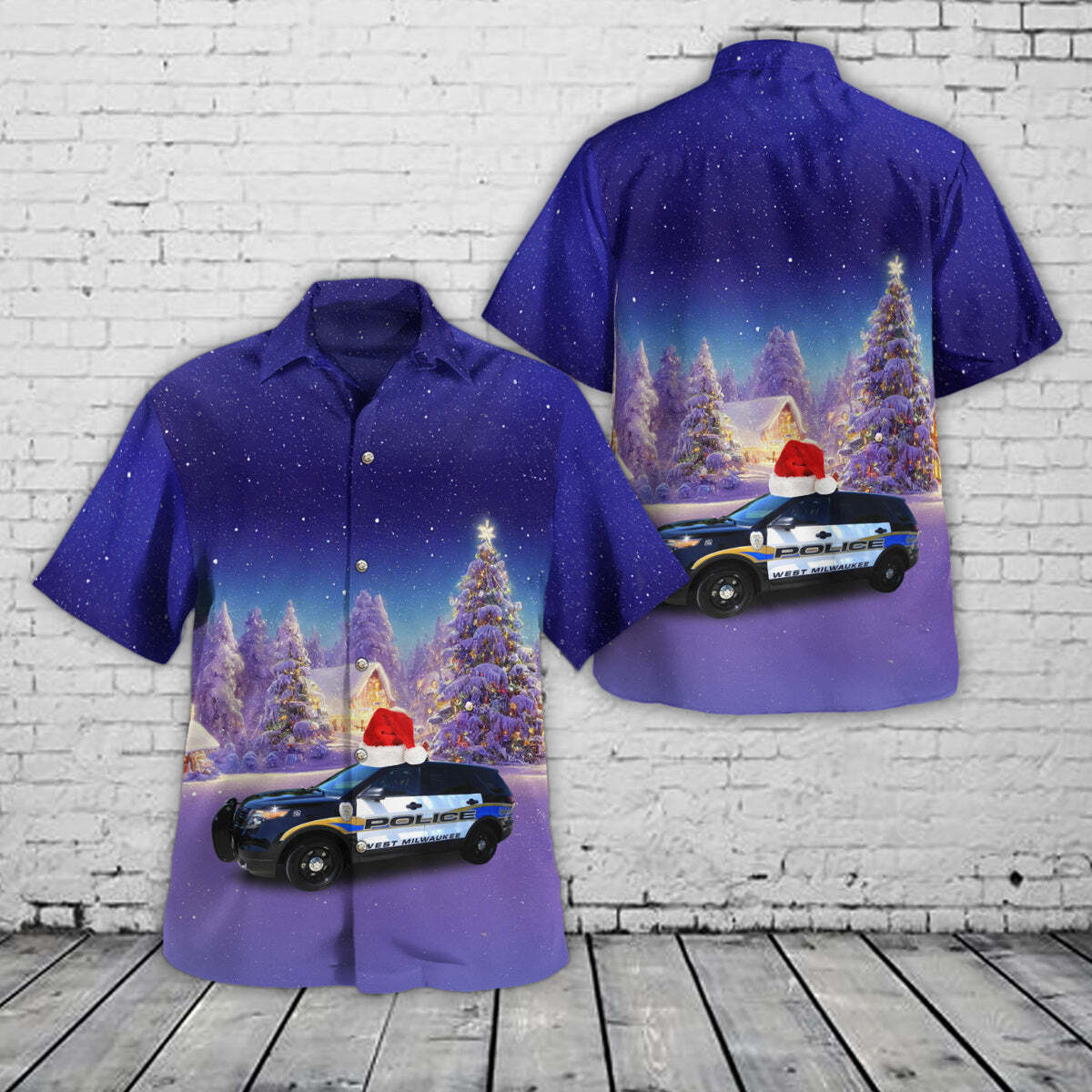 Village of West Milwaukee Wisconsin Police Department Christmas Hawaiian Shirt