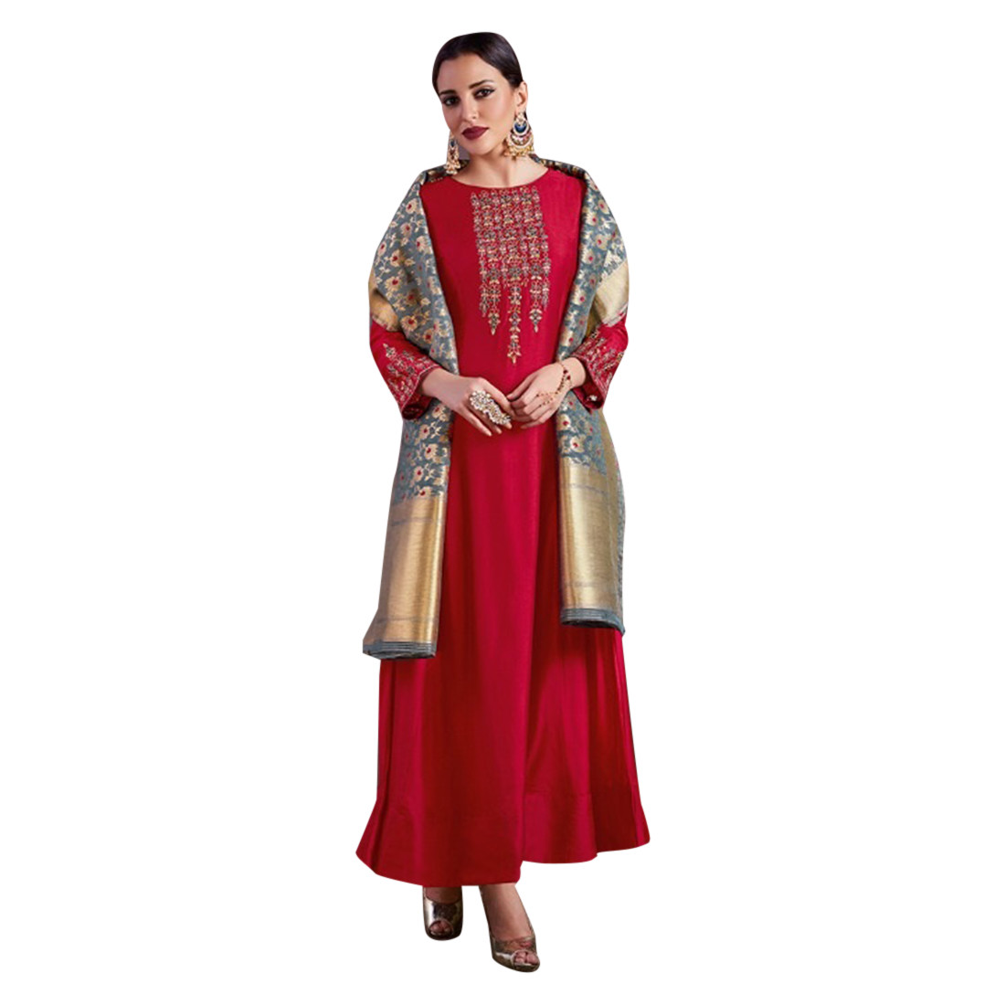 Indian Royal Anarkali Salwar Kameez Suit Red Hot Designer Collection wear 7118 Indian Royal Anarkali Salwar Kameez Suit Red Hot Designer Collection wear 7118