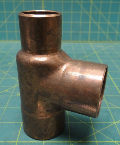 Elkhart EPC 1" x 1-1/2" x 1-1/2" Wrot Copper Reducing Tee Sweat Fitting - Picture 2 of 6